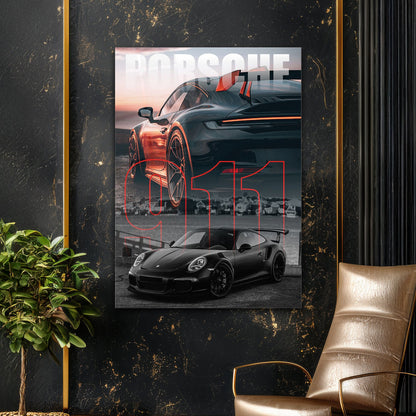 Porsche 911 Çift Tasarım Cam Tablo