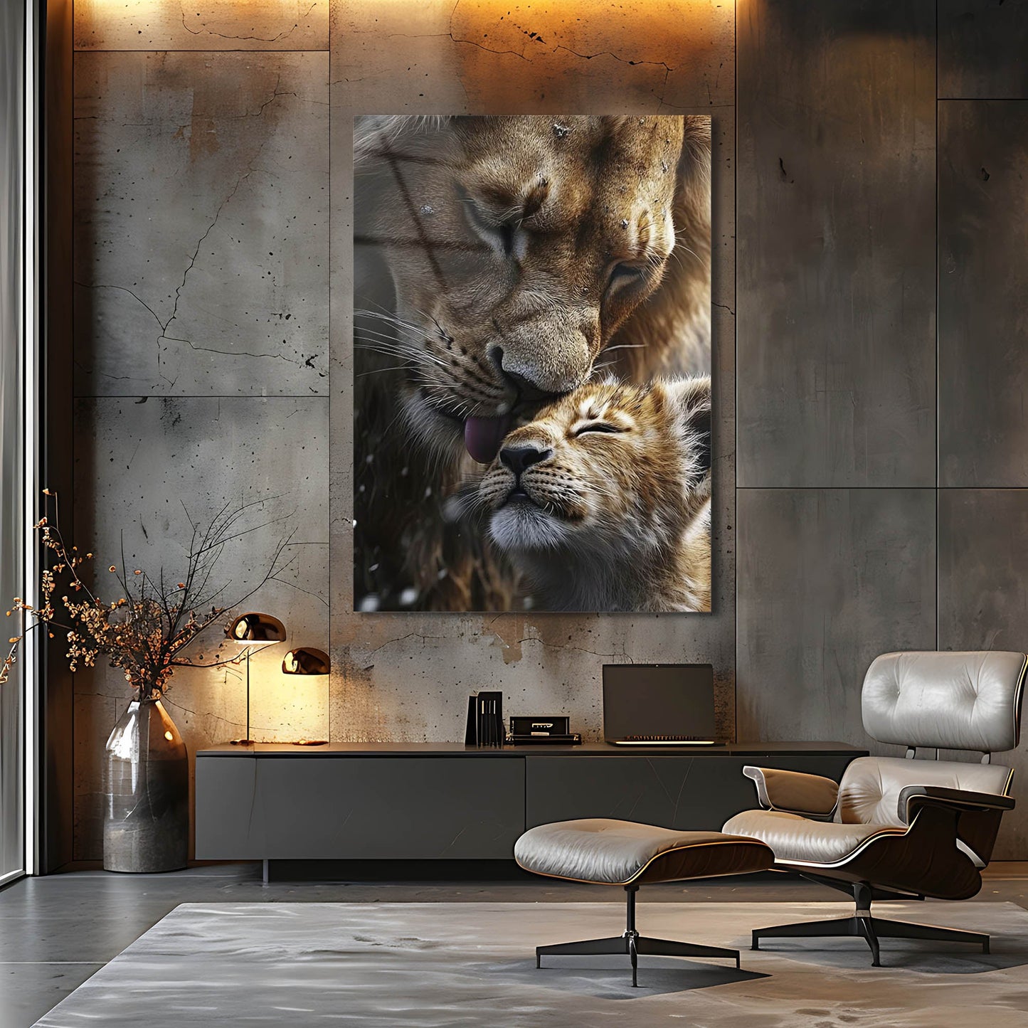 Anne Aslan Şefkat Anı Cam Tablo