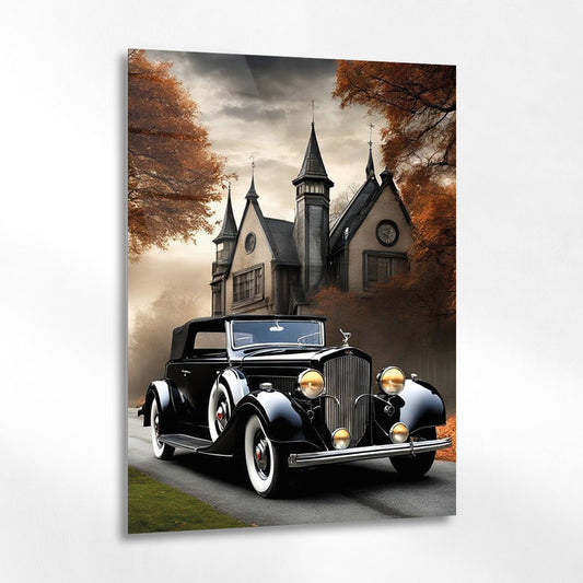Lüks Vintage Klasik Araba Cam Tablo