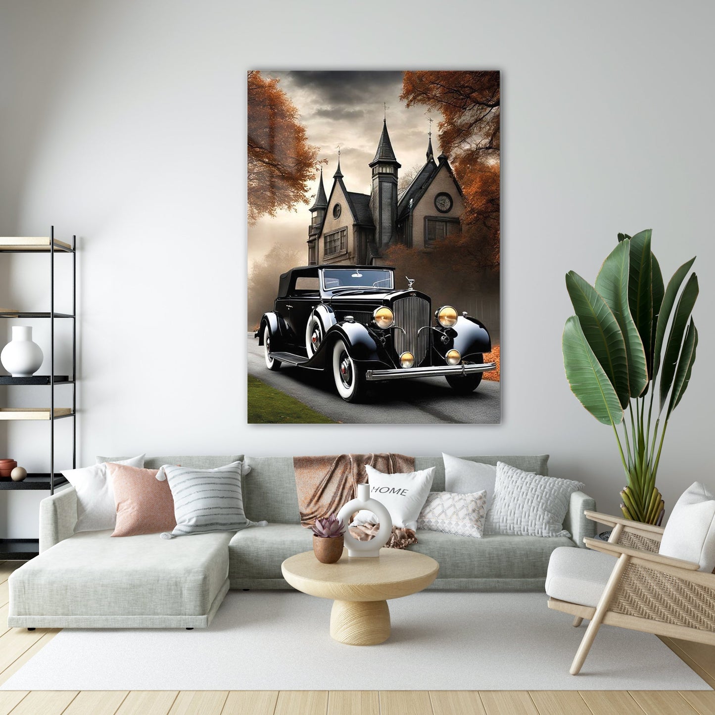 Lüks Vintage Klasik Araba Cam Tablo