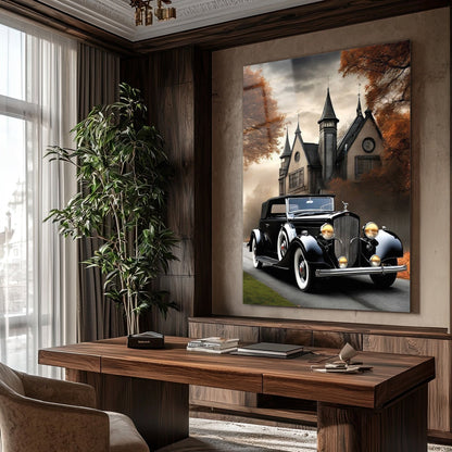 Lüks Vintage Klasik Araba Cam Tablo