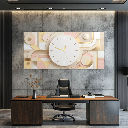 Pastel Geometrik Modern - Saatlı Cam Tablo