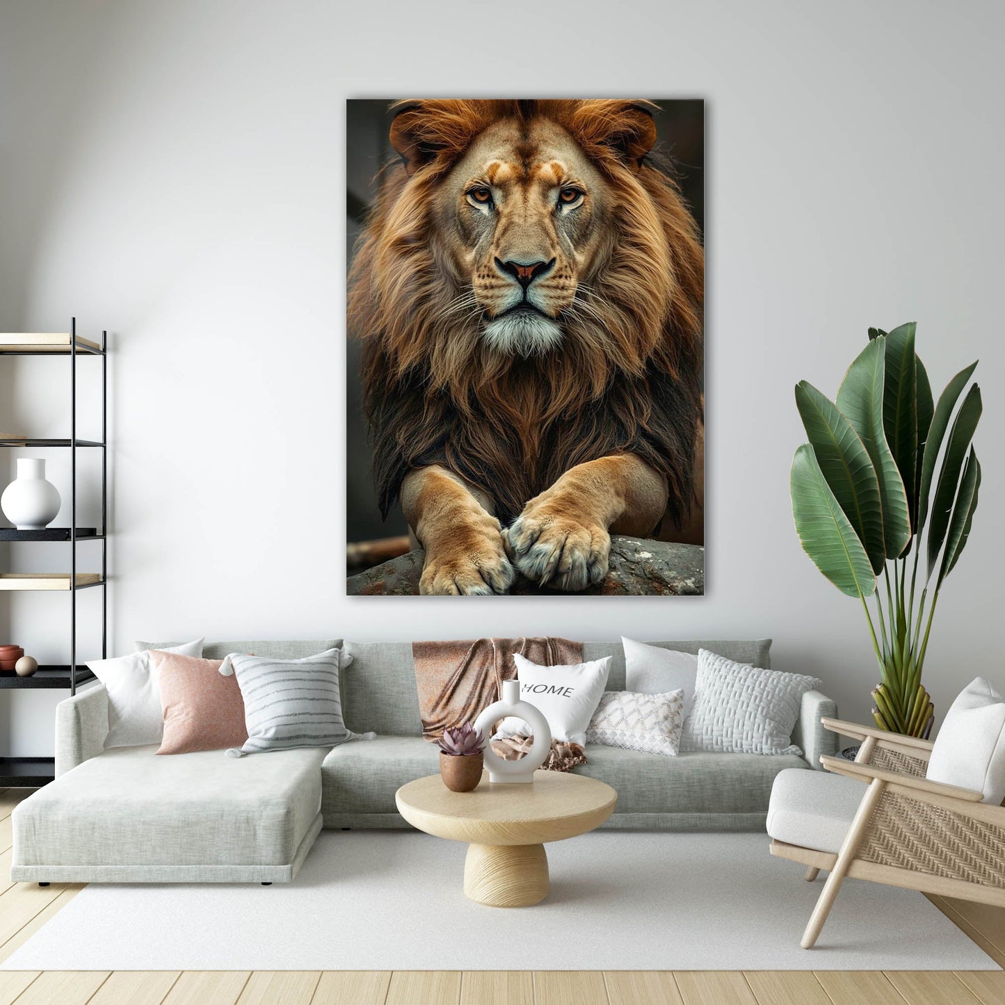 Majestik Aslan Yakın Portre Cam Tablo