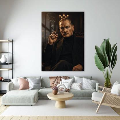 Atatürk Sigara İçen İkonik Portre Cam Tablo