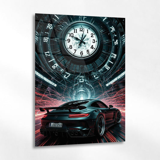 Porsche Zaman ve Hız Temalı Cam Tablo – Dinamik Tasarım