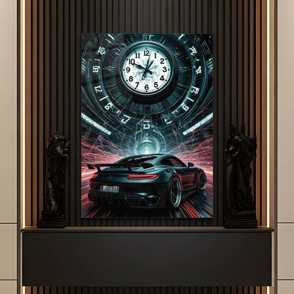 Porsche Zaman ve Hız Temalı Cam Tablo – Dinamik Tasarım