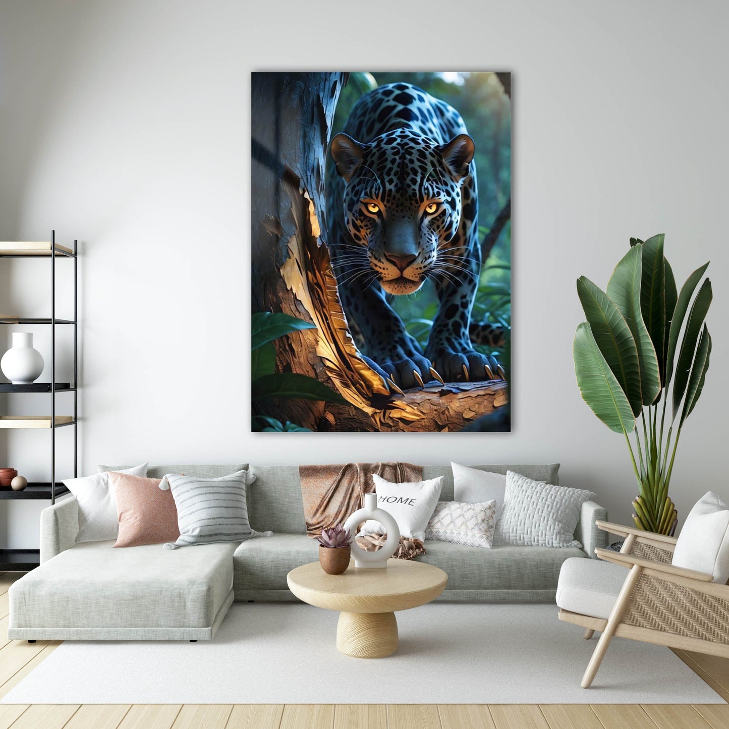 Orman Avcısı Leopar Cam Tablo