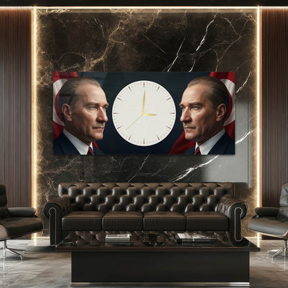 Atatürk Portreli Anlamlı - Saatlı Cam Tablo