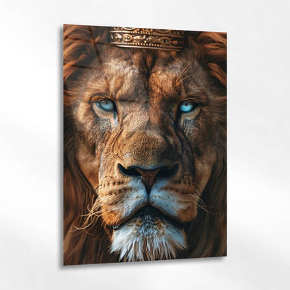 Kral Aslan Mavi Göz Taht Cam Tablo