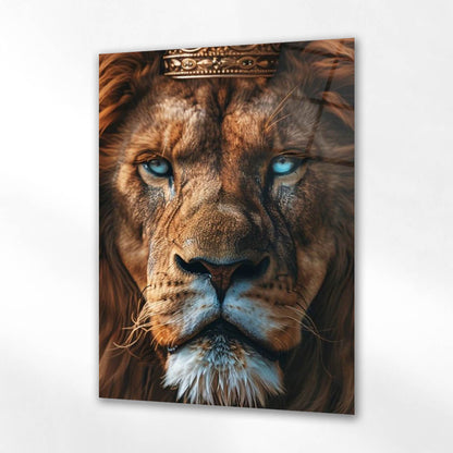 Kral Aslan Mavi Göz Taht Cam Tablo