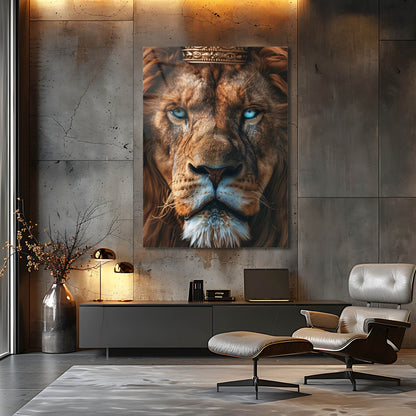 Kral Aslan Mavi Göz Taht Cam Tablo