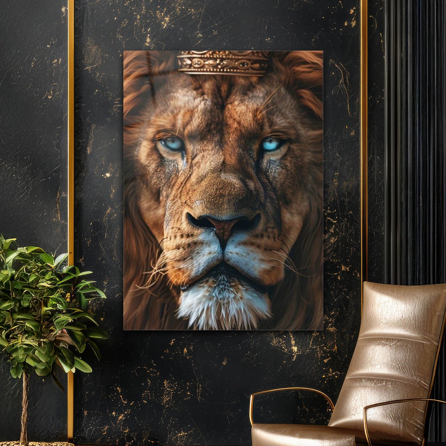 Kral Aslan Mavi Göz Taht Cam Tablo