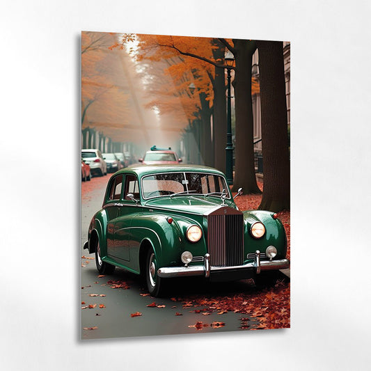 Vintage Rolls Royce Sonbahar Cam Tablo – Zamansız Lüks