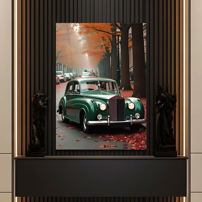 Vintage Rolls Royce Sonbahar Cam Tablo – Zamansız Lüks