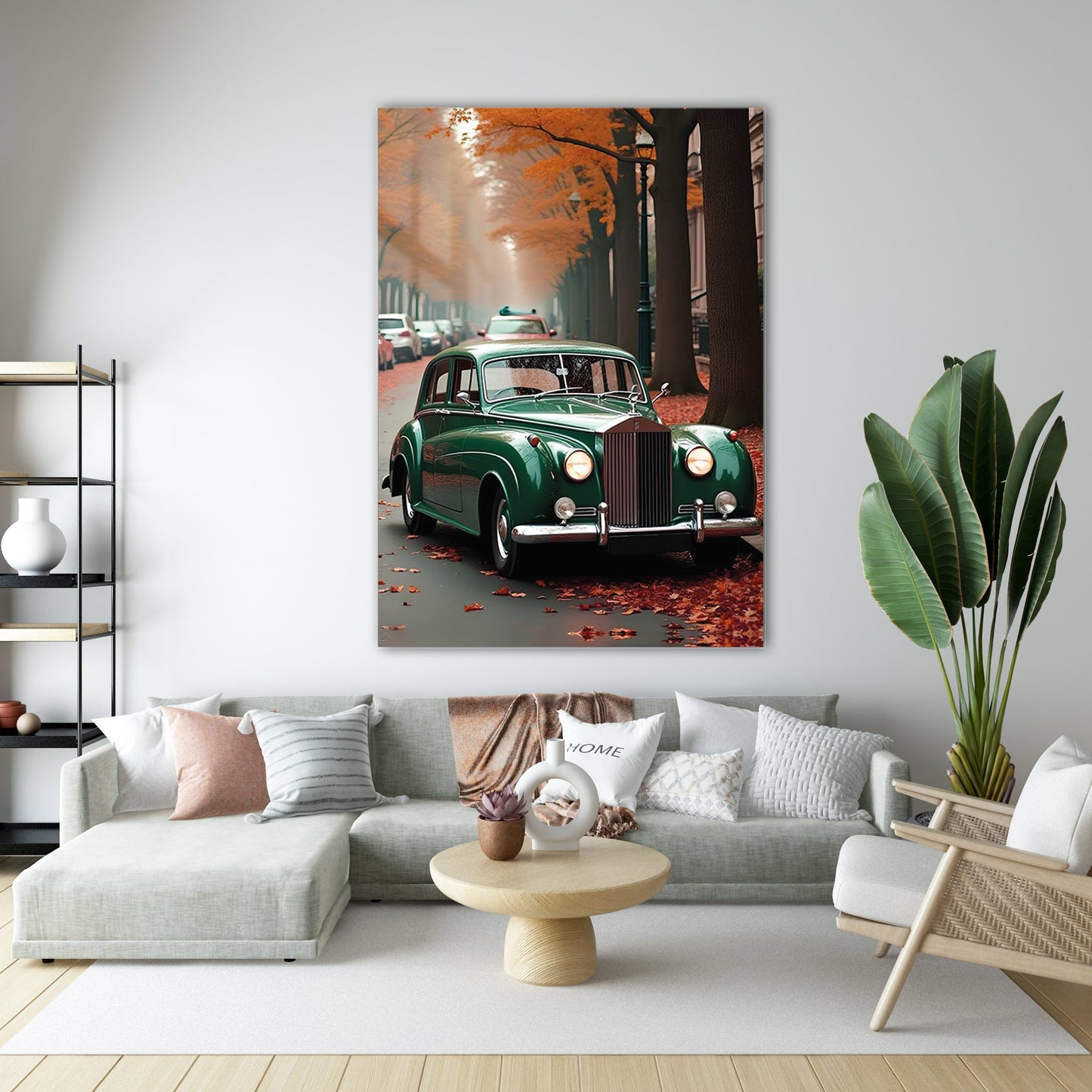 Vintage Rolls Royce Sonbahar Cam Tablo – Zamansız Lüks