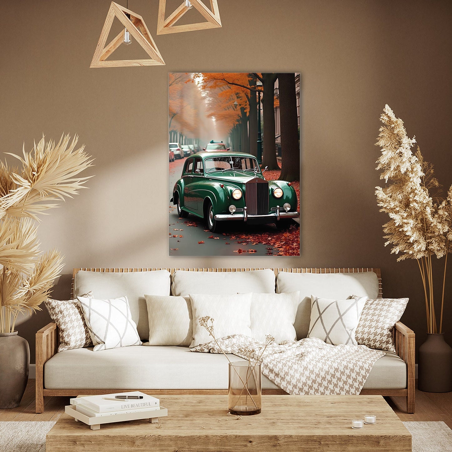 Vintage Rolls Royce Sonbahar Cam Tablo – Zamansız Lüks