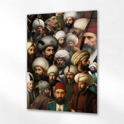 Osmanlı Padişahları Toplu Tarihi Portre Cam Tablo