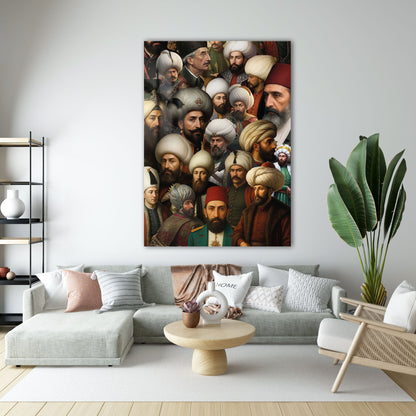 Osmanlı Padişahları Toplu Tarihi Portre Cam Tablo