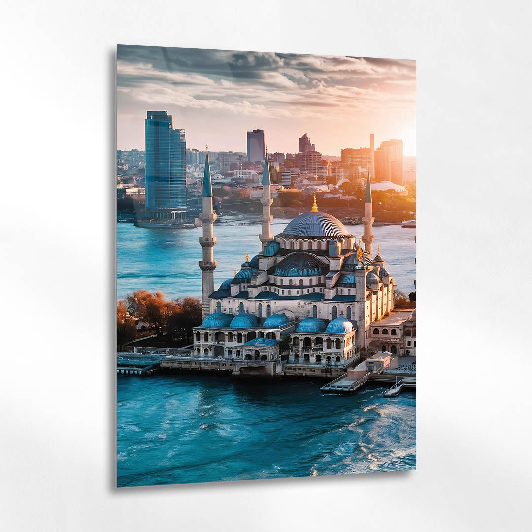 Boğaz Manzaralı İstanbul Cami Cam Tablo