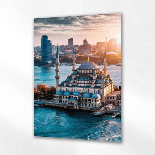 Boğaz Manzaralı İstanbul Cami Cam Tablo