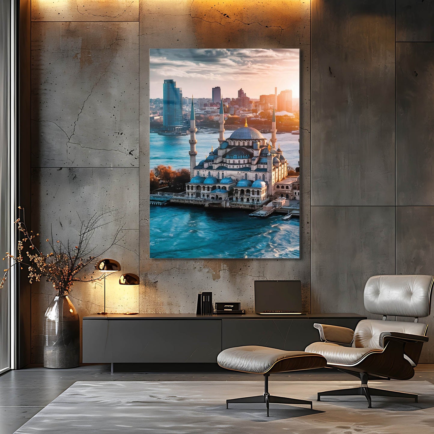 Boğaz Manzaralı İstanbul Cami Cam Tablo