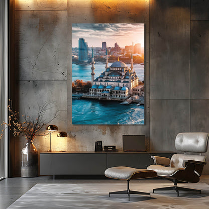 Boğaz Manzaralı İstanbul Cami Cam Tablo