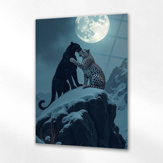 Ay Işığında Panther Çift Cam Tablo