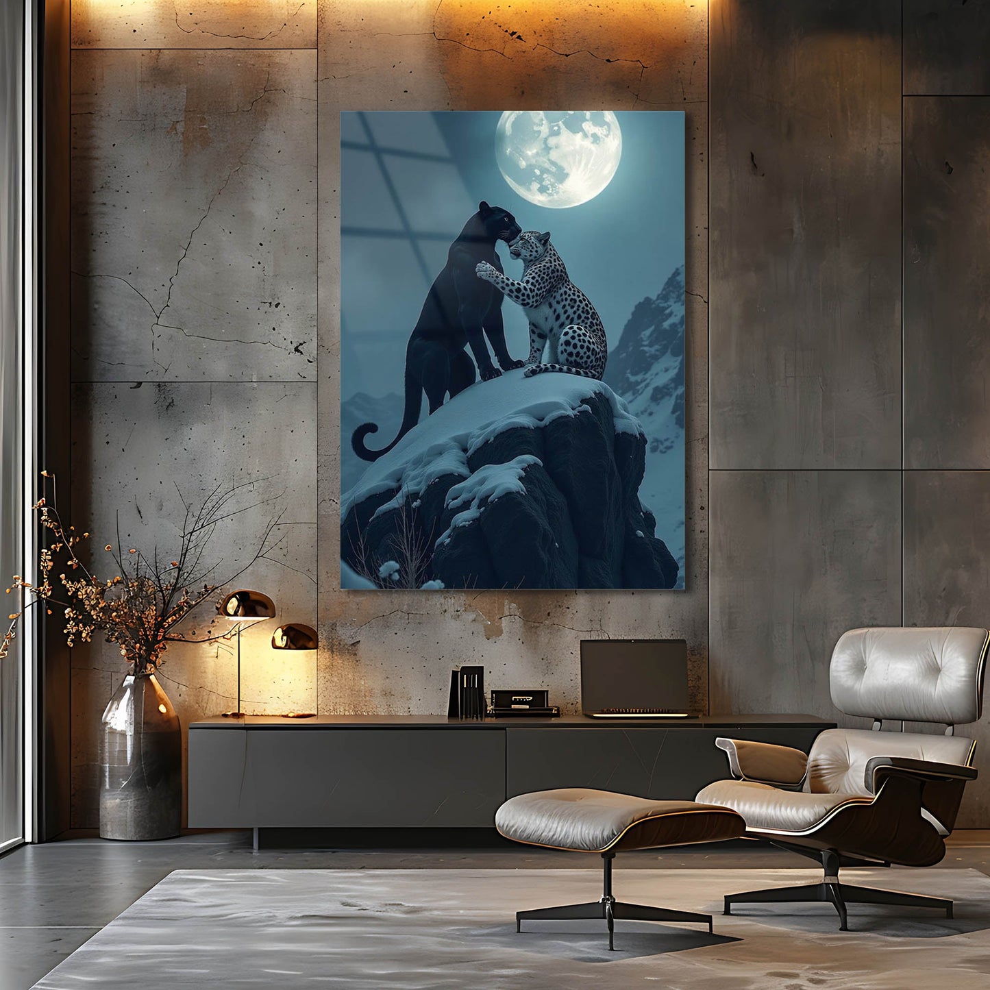 Ay Işığında Panther Çift Cam Tablo