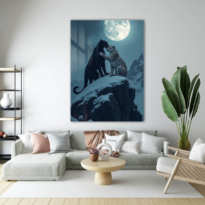 Ay Işığında Panther Çift Cam Tablo