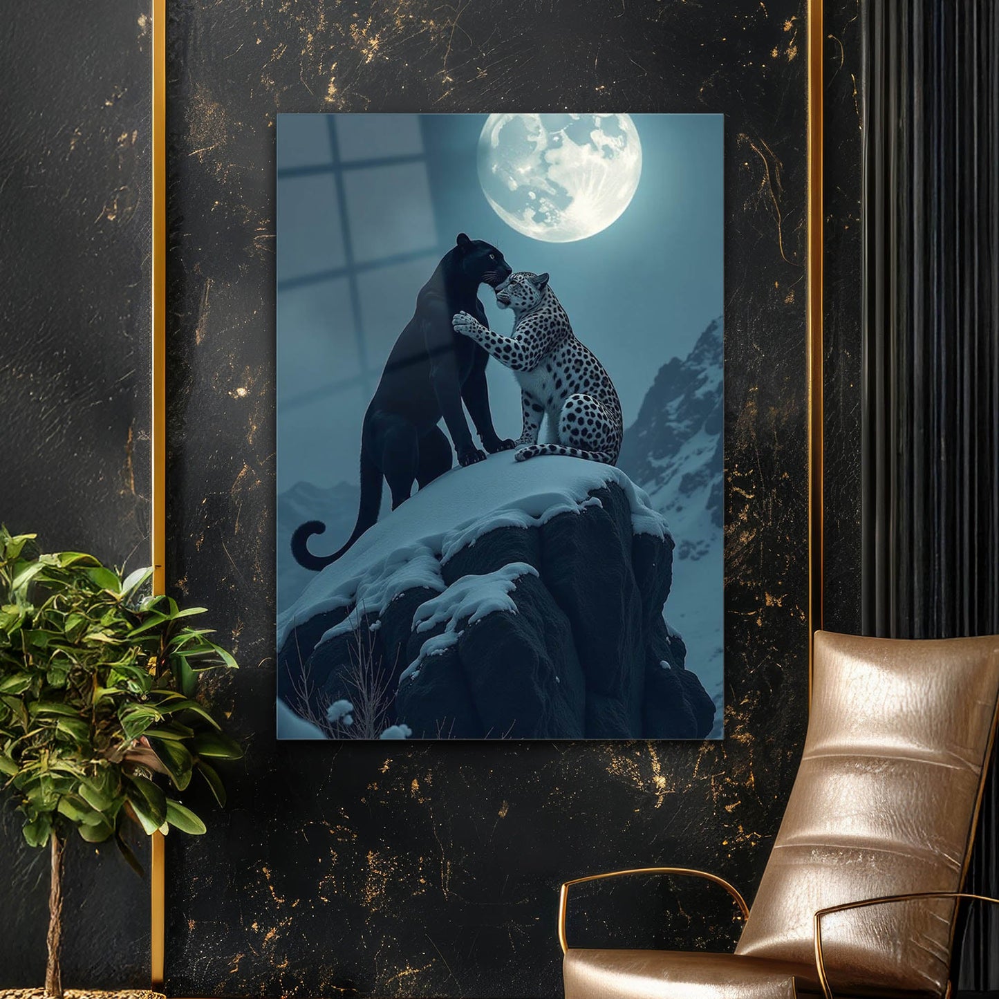 Ay Işığında Panther Çift Cam Tablo