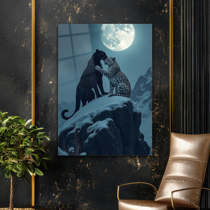 Ay Işığında Panther Çift Cam Tablo