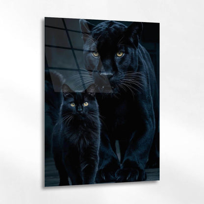 Siyah Panther ve Yavru Cam Tablo