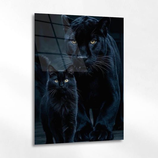 Siyah Panther ve Yavru Cam Tablo