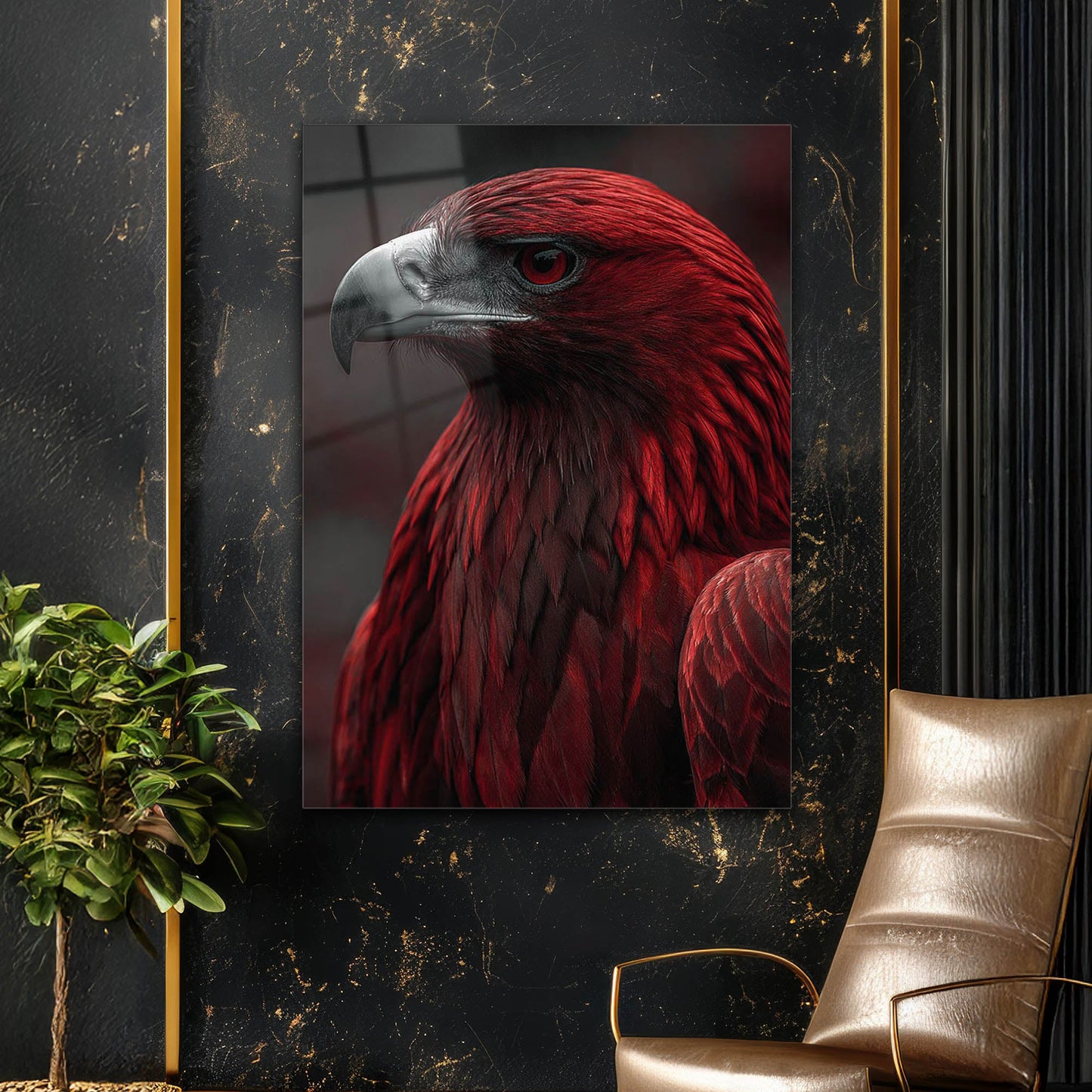 Kırmızı Kartal Asalet Portre Cam Tablo