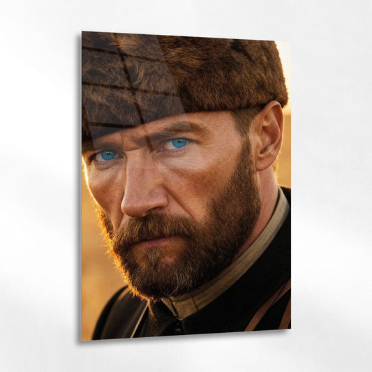 Atatürk Mavi Gözlü Sinematik Portre Cam Tablo