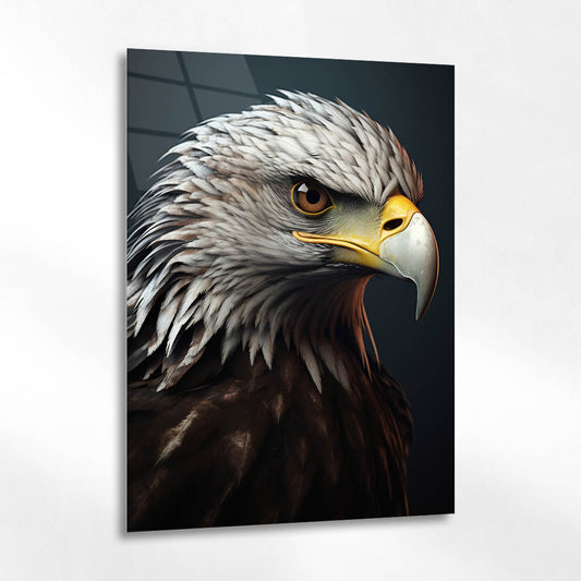 Kartal Yakın Detay Karanlık Fon Cam Tablo
