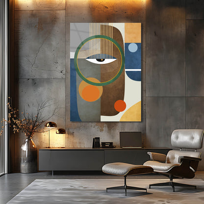 Geometrik Göz Motifli Modern Soyut Cam Tablo