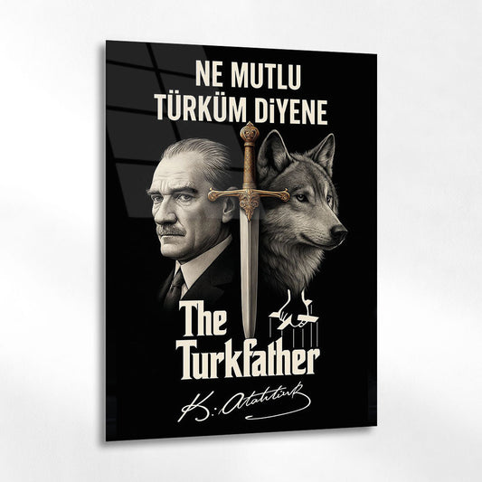 Ne Mutlu Türküm Diyene Atatürk Cam Tablo - 4 mm Temperli Cam Tablo - Ev, ofis dekorasyon