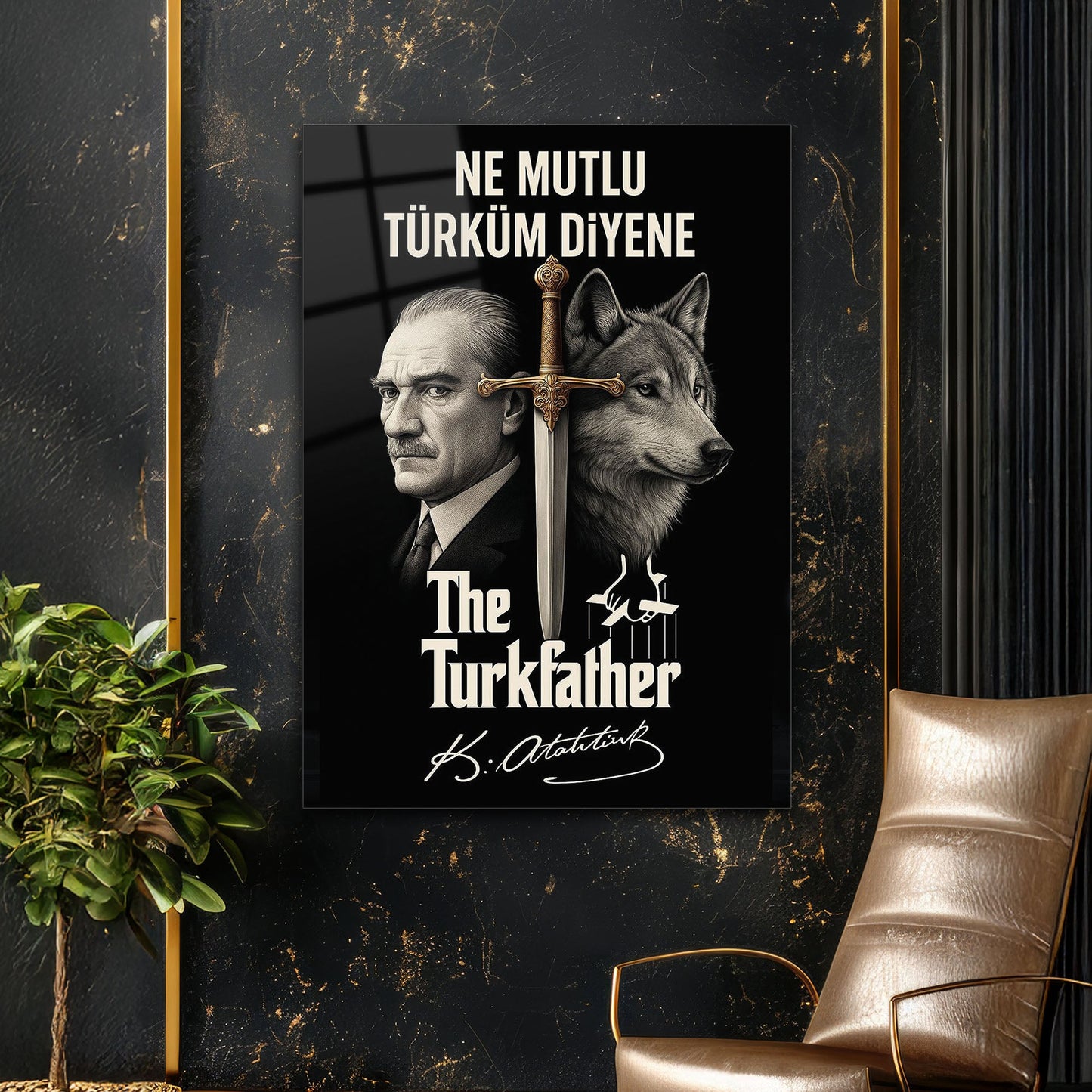Ne Mutlu Türküm Diyene Atatürk Cam Tablo - 4 mm Temperli Cam Tablo - Ev, ofis dekorasyon