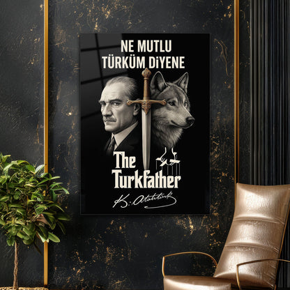 Ne Mutlu Türküm Diyene Atatürk Cam Tablo - 4 mm Temperli Cam Tablo - Ev, ofis dekorasyon