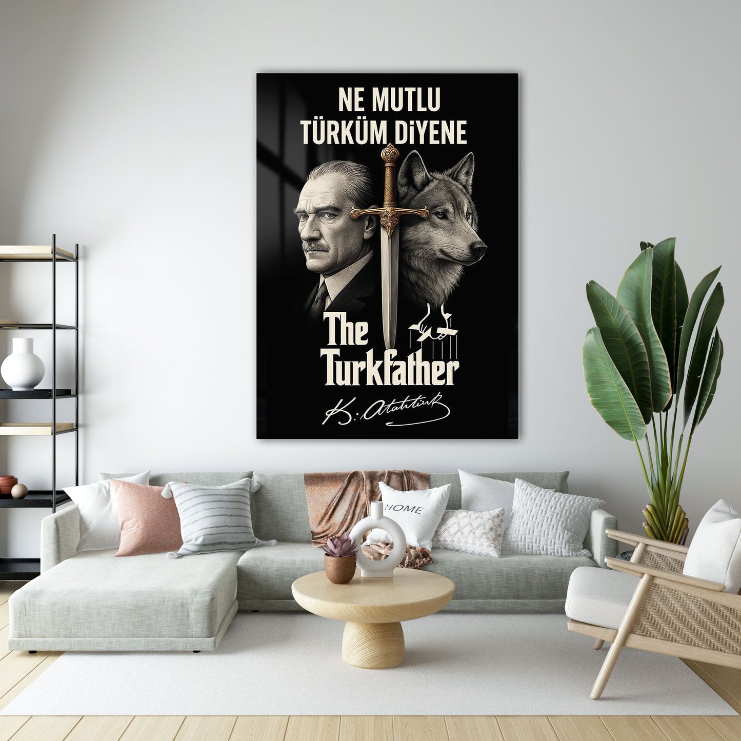 Ne Mutlu Türküm Diyene Atatürk Cam Tablo - 4 mm Temperli Cam Tablo - Ev, ofis dekorasyon