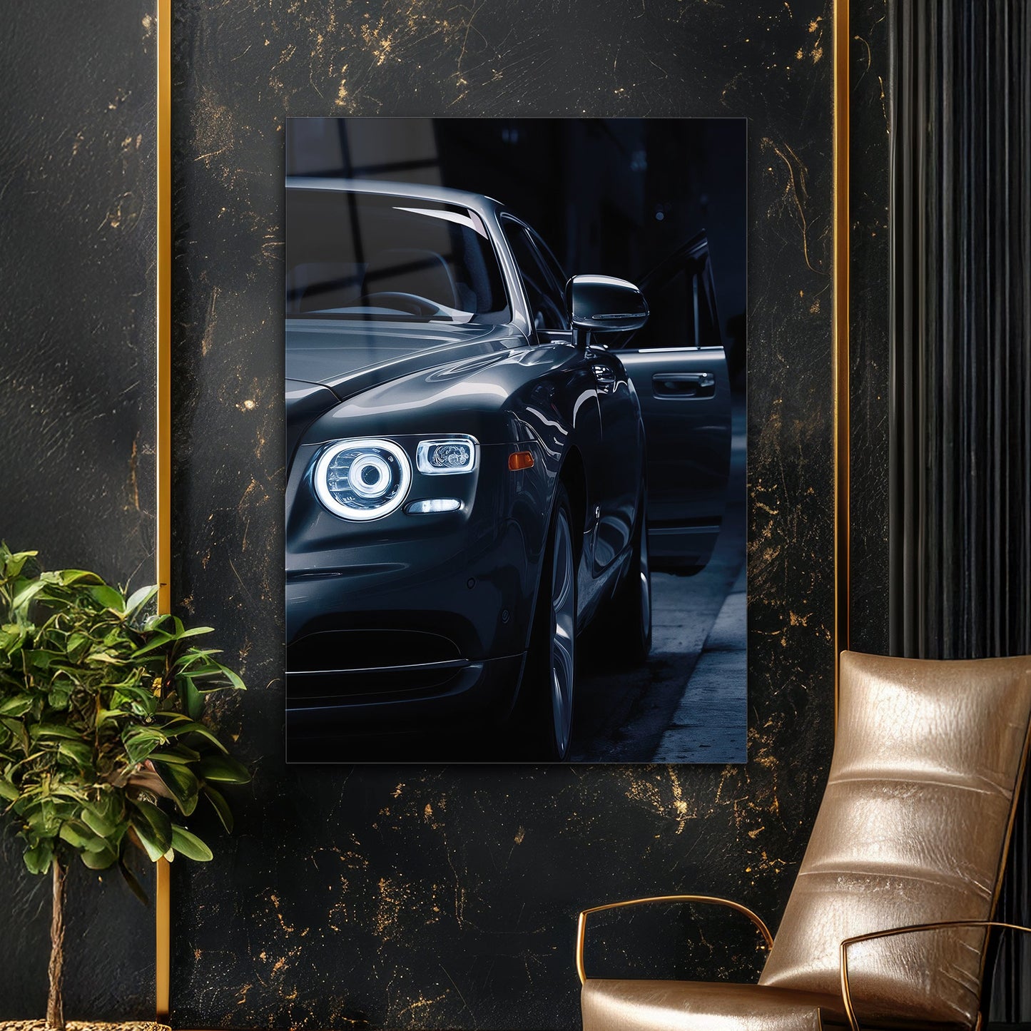 Rolls-Royce Cam Tablo – Lüks Sedan Gece Ön Detay