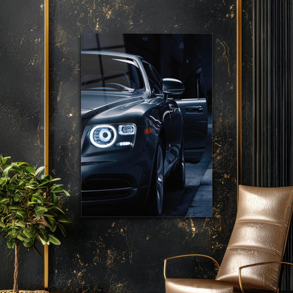 Rolls-Royce Cam Tablo – Lüks Sedan Gece Ön Detay
