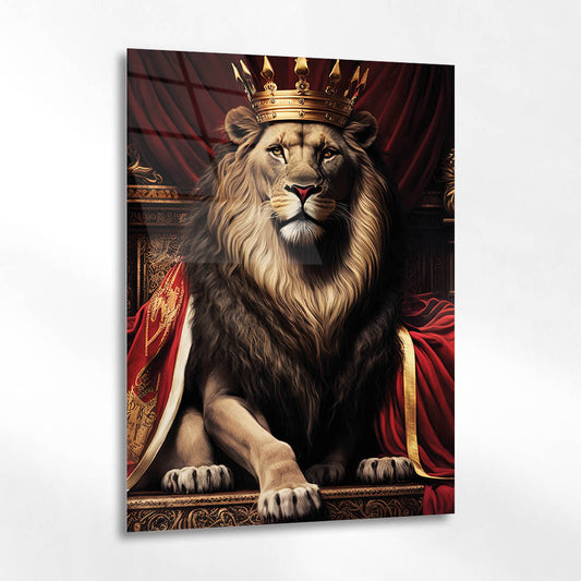 Kral Aslan Tahtta Lüks Cam Tablo
