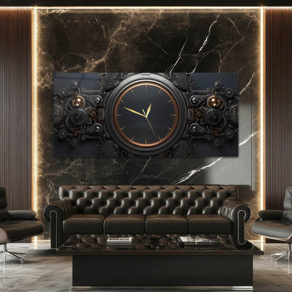 Steampunk Mekanik Dişli Tasarımlı Cam Saatli Tablo 4 mm
