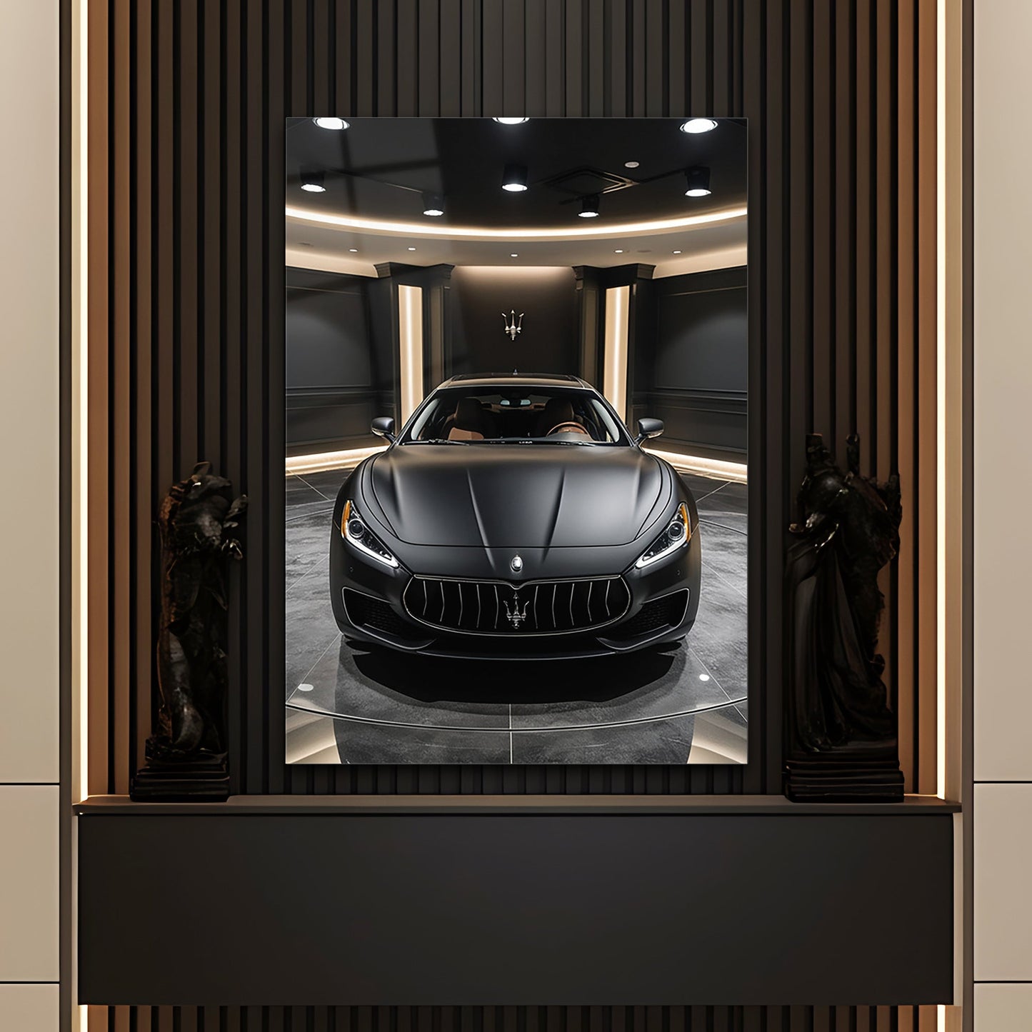 Maserati Cam Tablo – Lüks Spor Otomobil Ön Görünüm