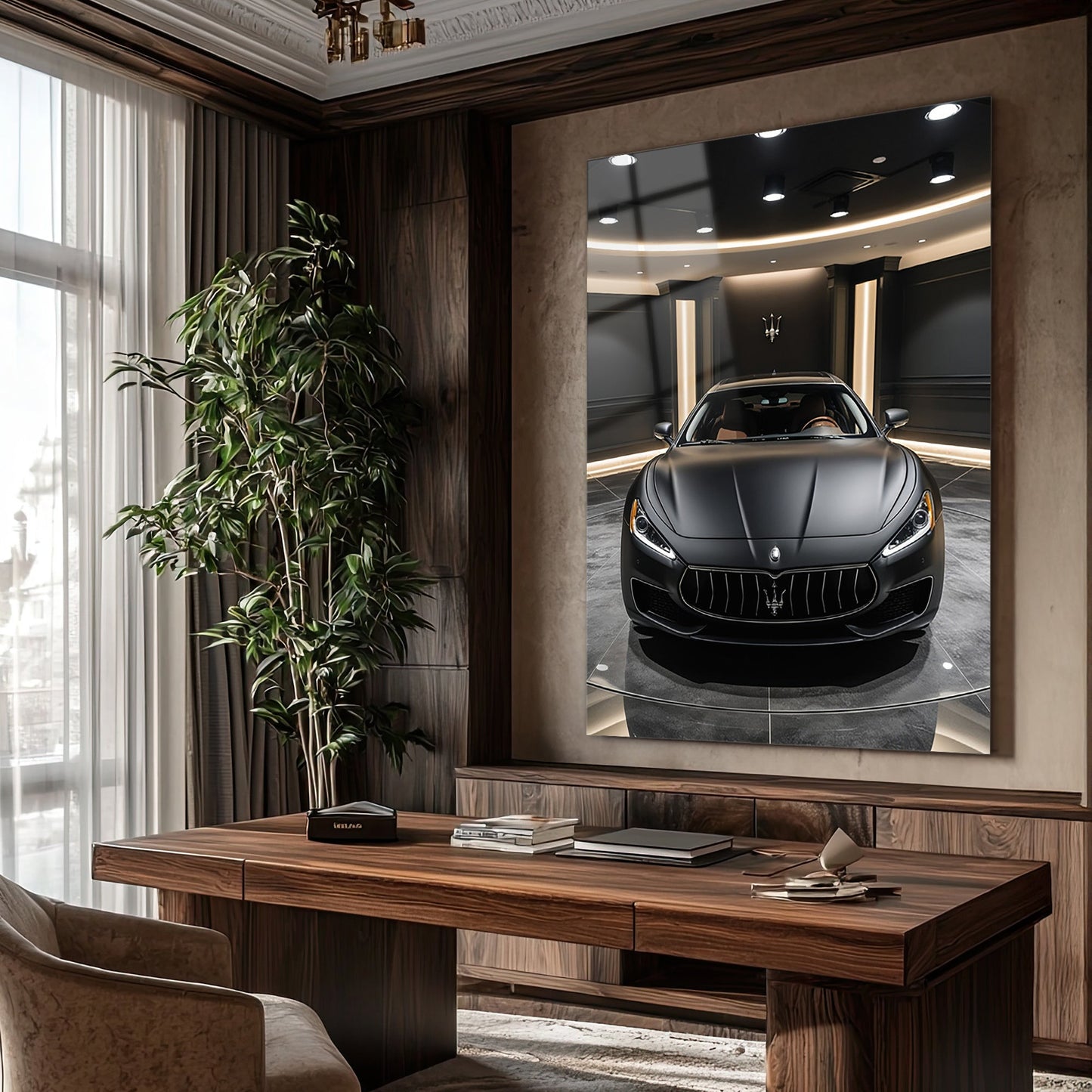 Maserati Cam Tablo – Lüks Spor Otomobil Ön Görünüm