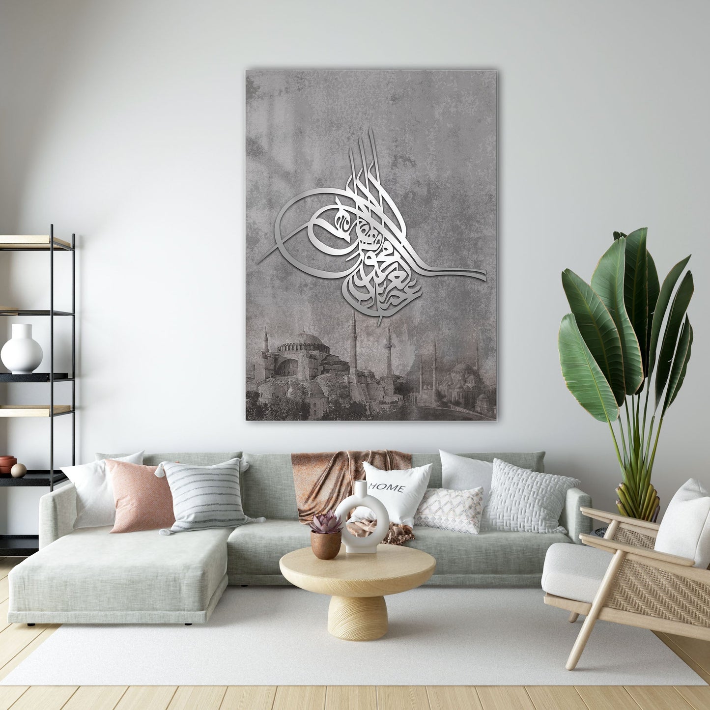 Osmanlı Tuğrası İstanbul Silüeti Cam Tablo - 4 mm Temperli Cam Tablo - Ev, ofis dekorasyon