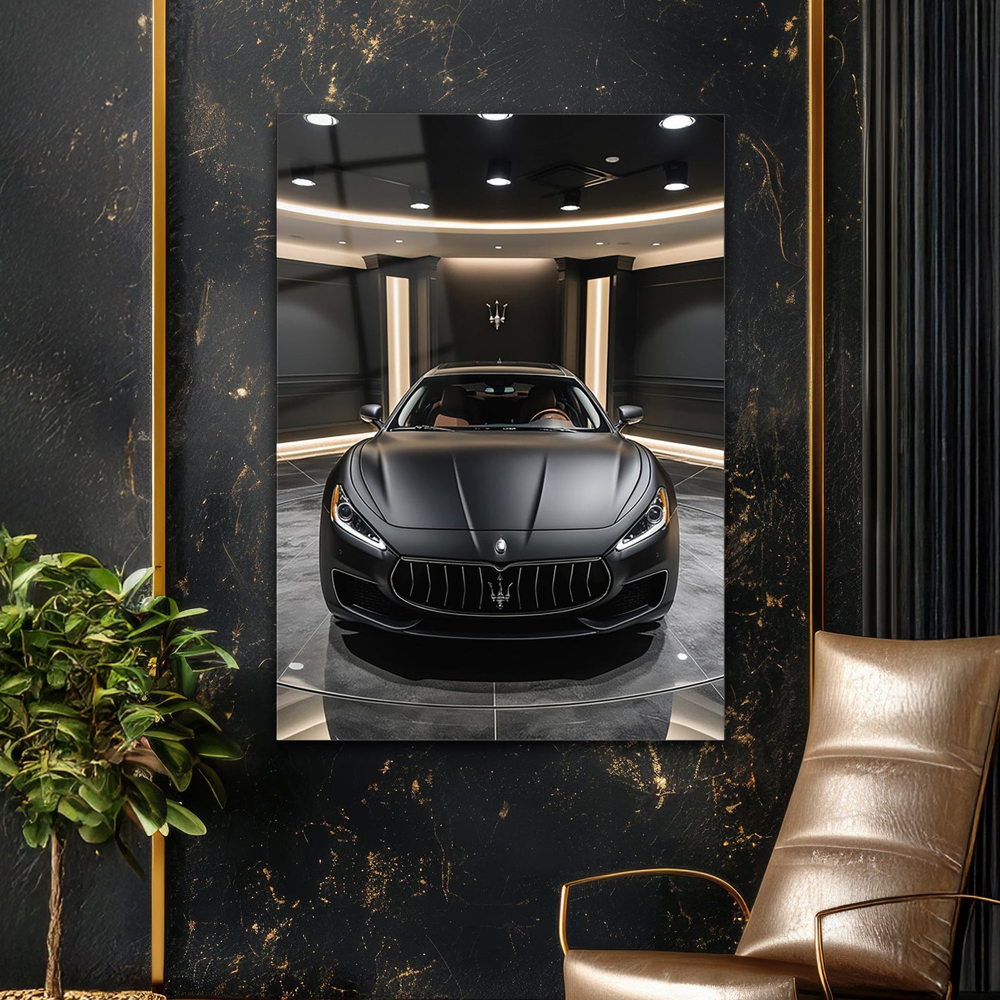 Maserati Cam Tablo – Lüks Spor Otomobil Ön Görünüm