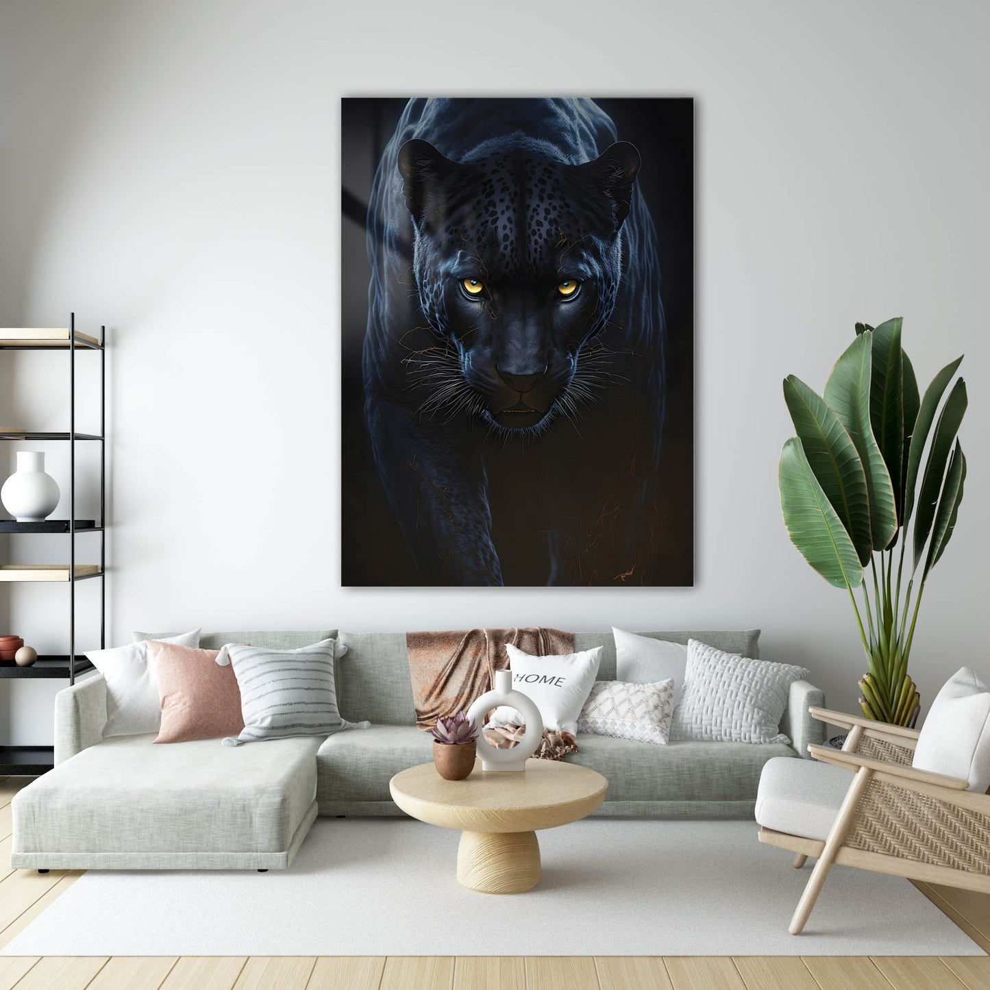 Karanlık Panther Yakın Plan Cam Tablo